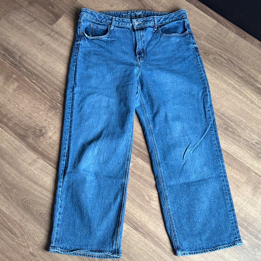 Old Navy Dark Blue extra high rise sky-hi wide leg